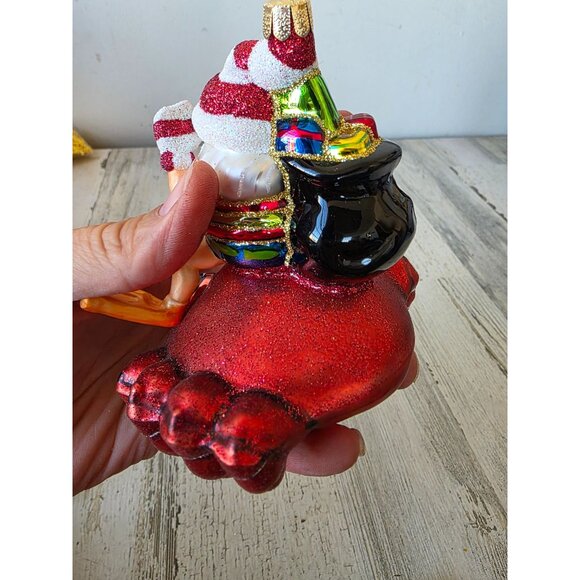 Crab Santa glass glitter ornament diver Xmas‎ tree - Picture 3 of 9